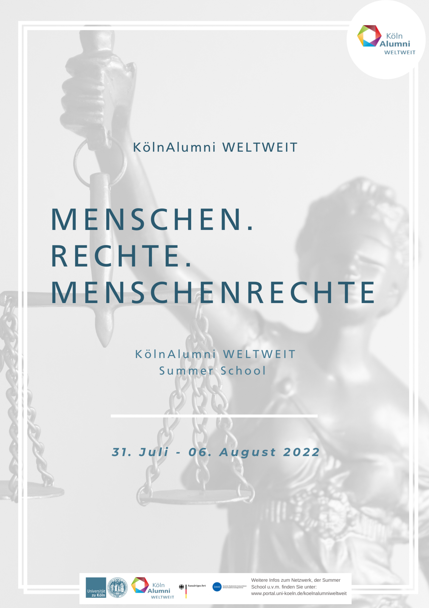 Poster zur KAW Summer School 2022 - Menschen. Rechte. Menschenrechte
